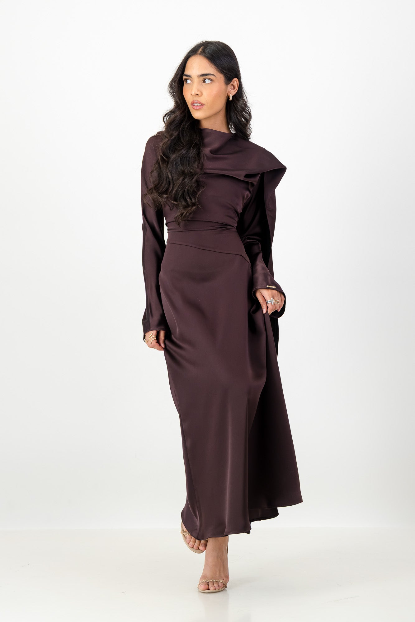 THE NUHA MAXI DRESS in COCOA