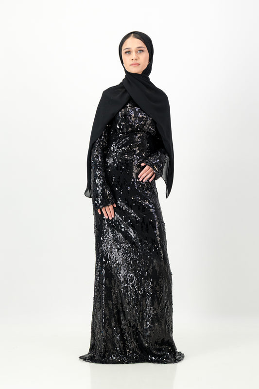 CHIARA SEQUIN MAXI DRESS - Black