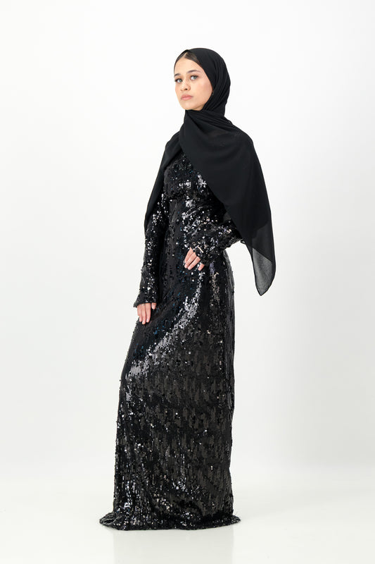 CHIARA SEQUIN MAXI DRESS - Black