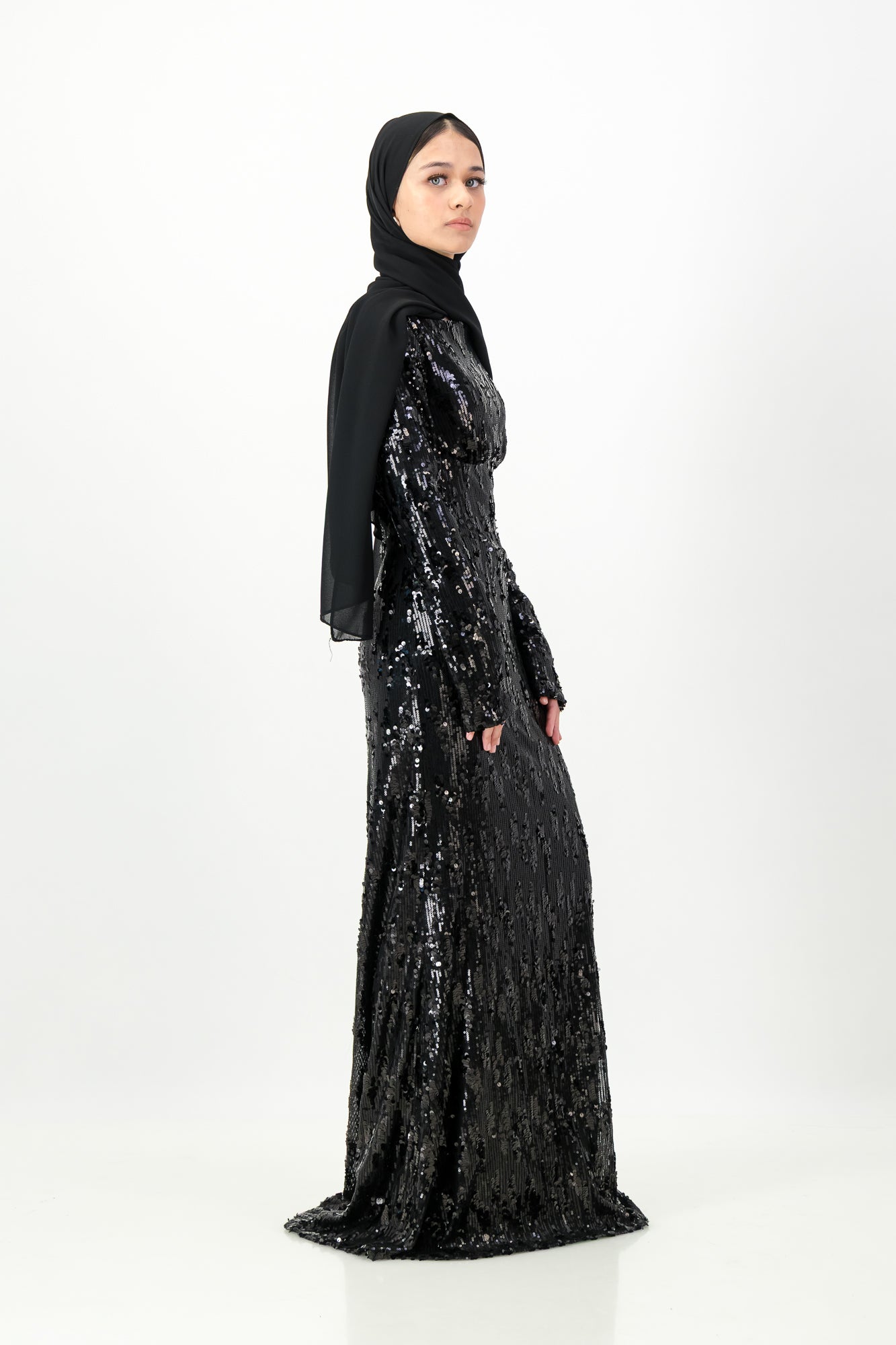 CHIARA SEQUIN MAXI DRESS - Black