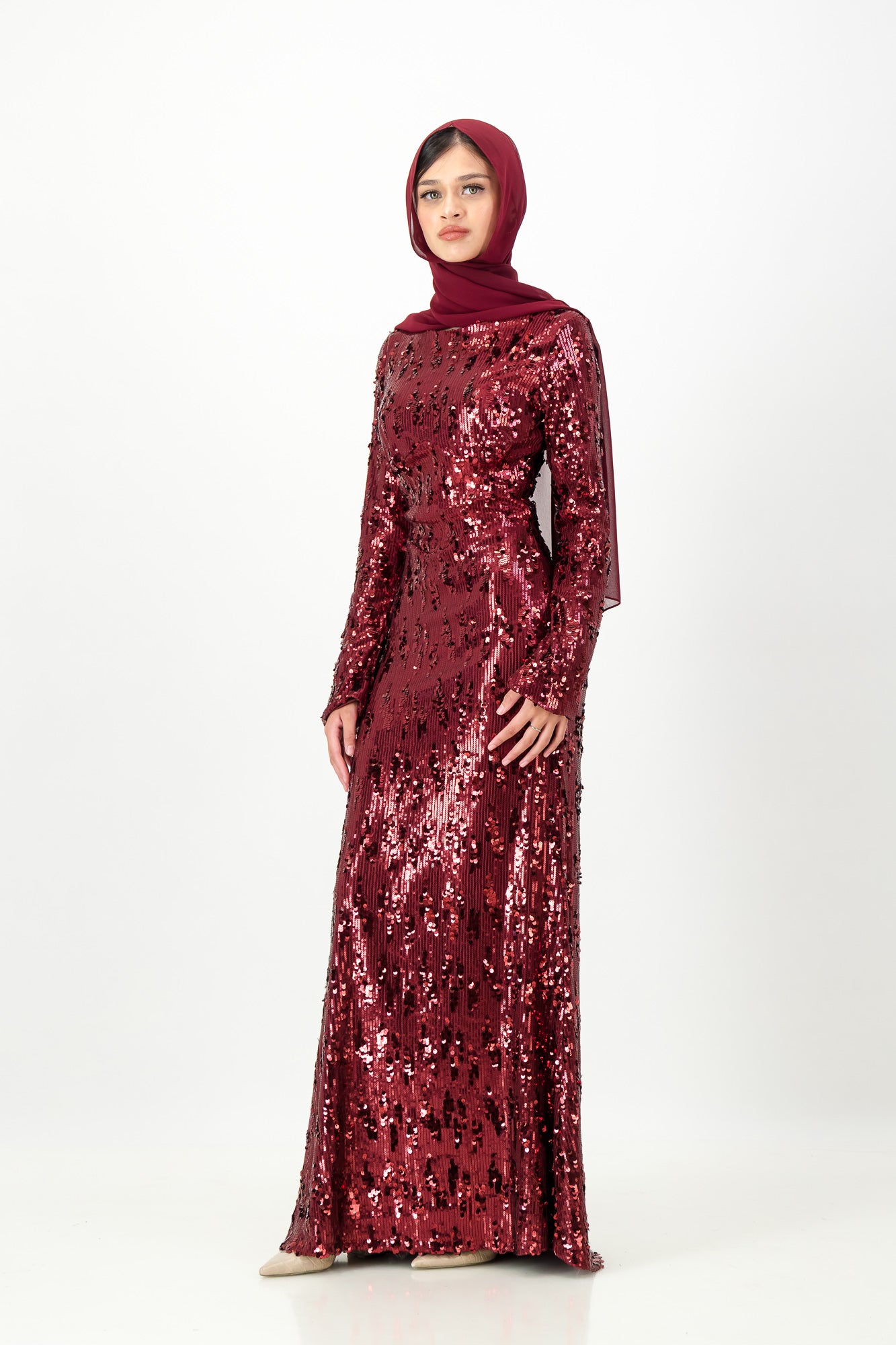 CHIARA SEQUIN MAXI DRESS - Ruby