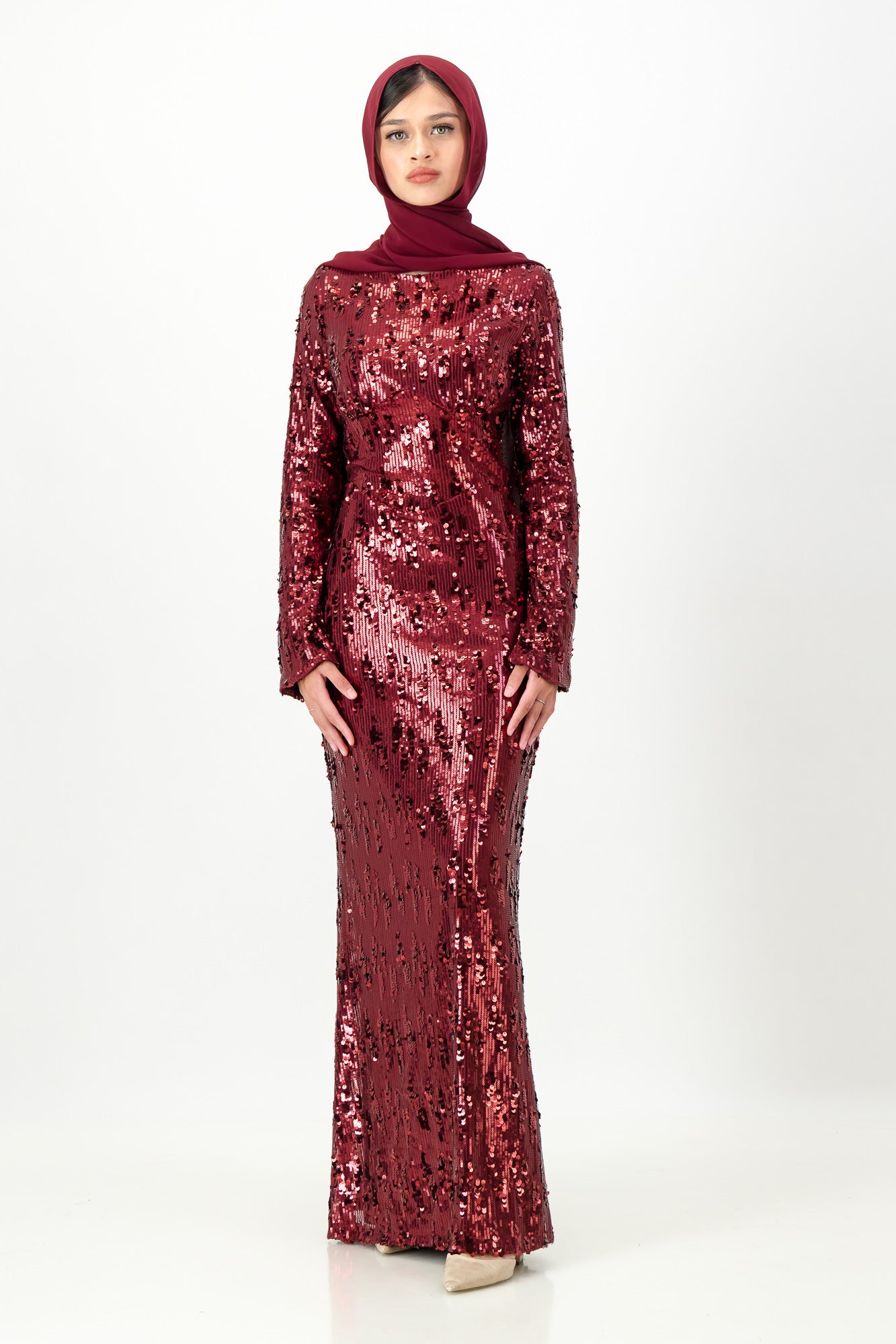 CHIARA SEQUIN MAXI DRESS - Ruby