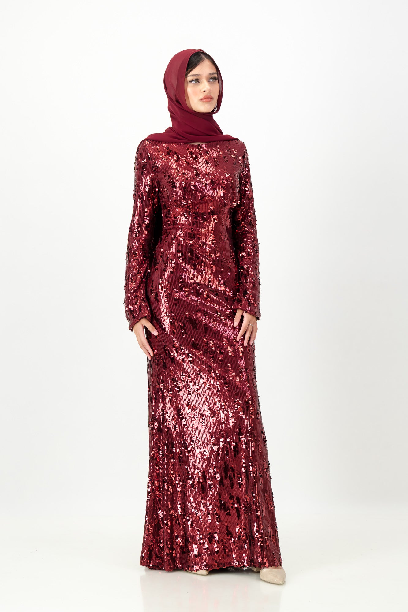 CHIARA SEQUIN MAXI DRESS - Ruby