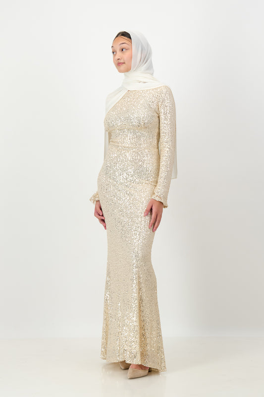 CHIARA SEQUIN MAXI DRESS - Champagne
