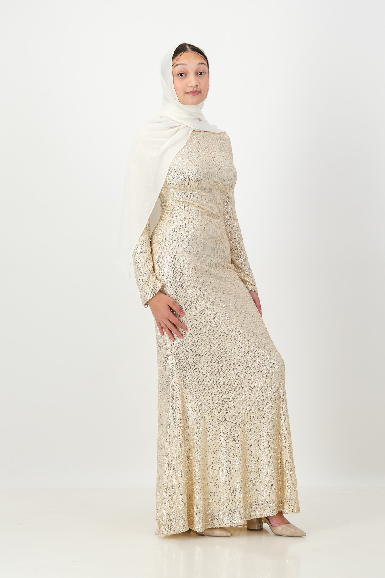 CHIARA SEQUIN MAXI DRESS - Champagne