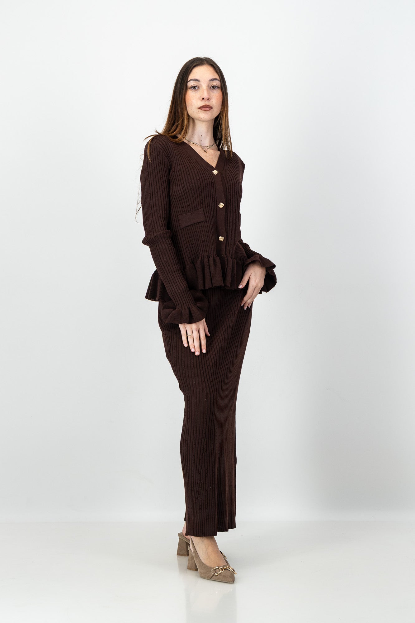 Yura Knit Set in Brown