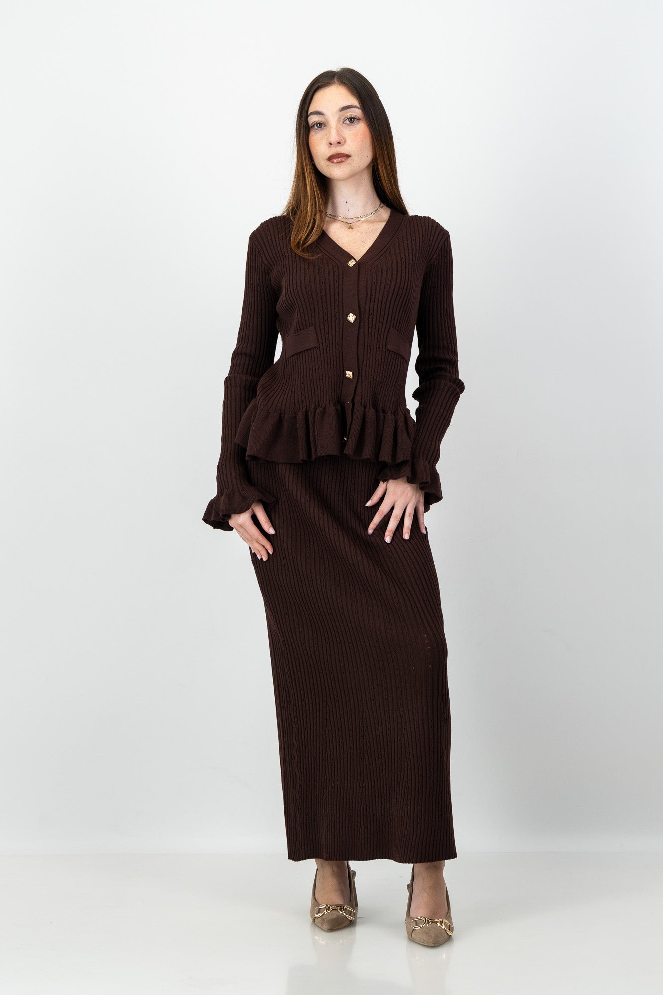 Yura Knit Set in Brown