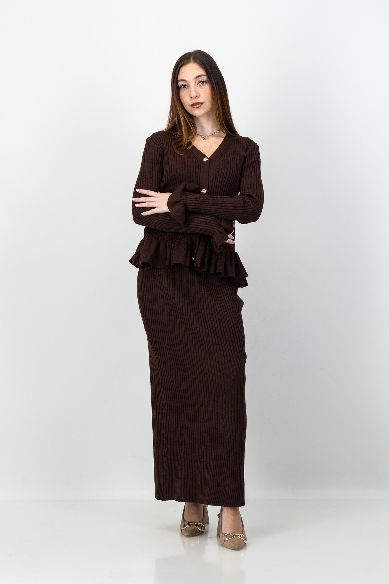 Yura Knit Set in Brown