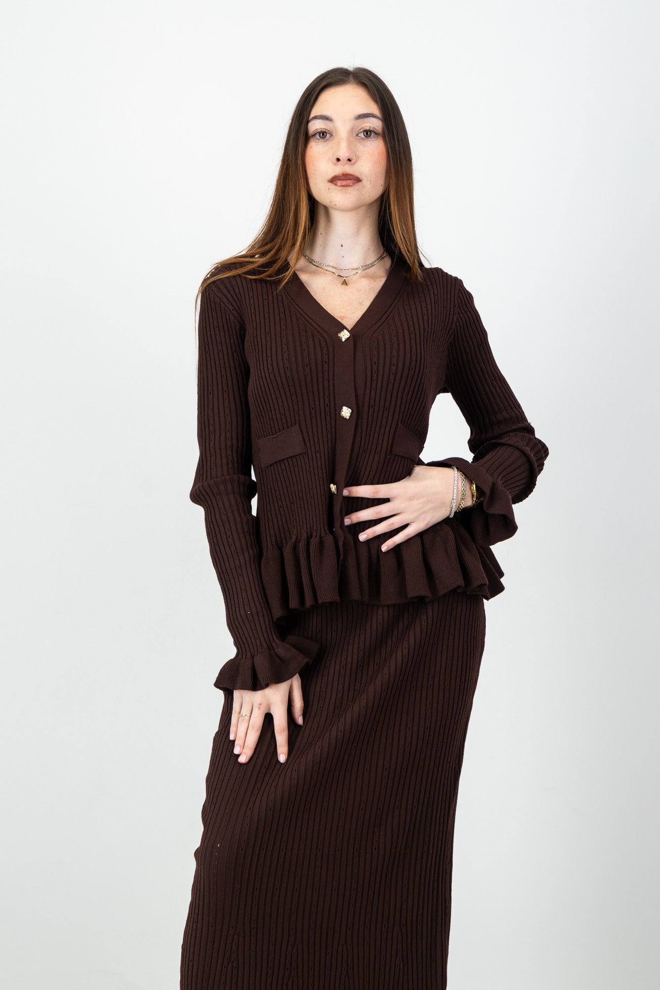 Yura Knit Set in Brown