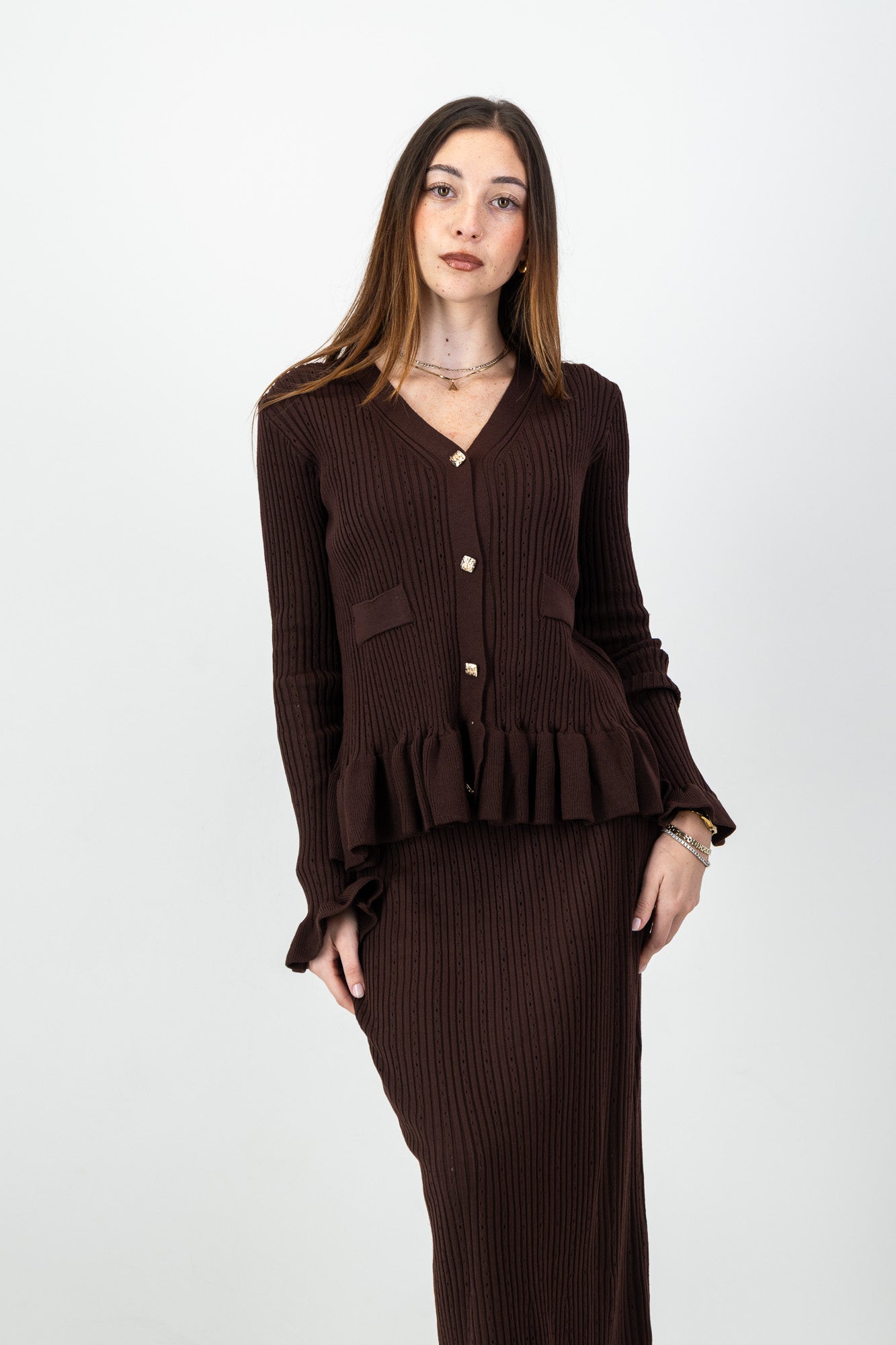 Yura Knit Set in Brown