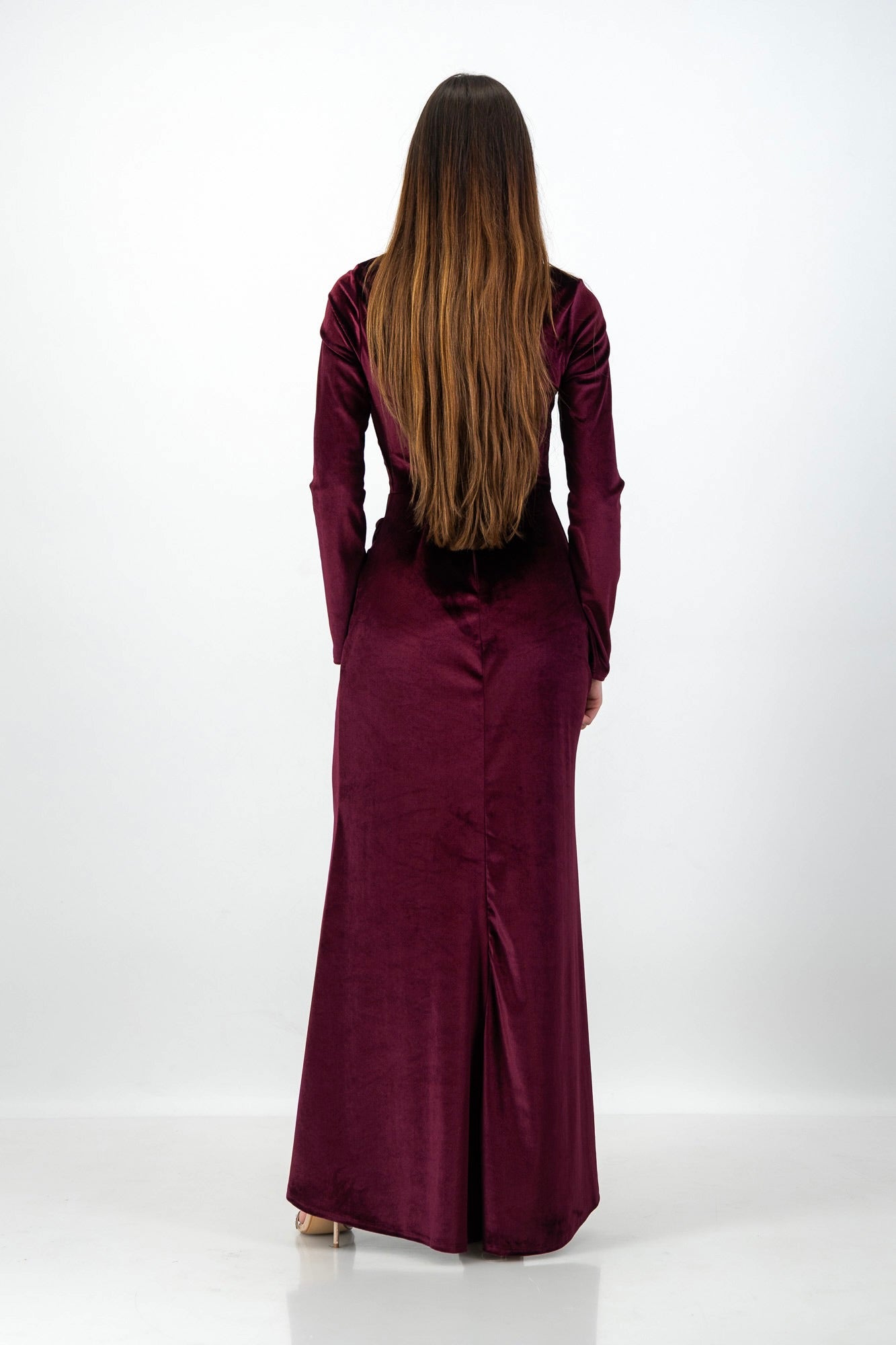 MIRA velvet Dress in Burgundy
