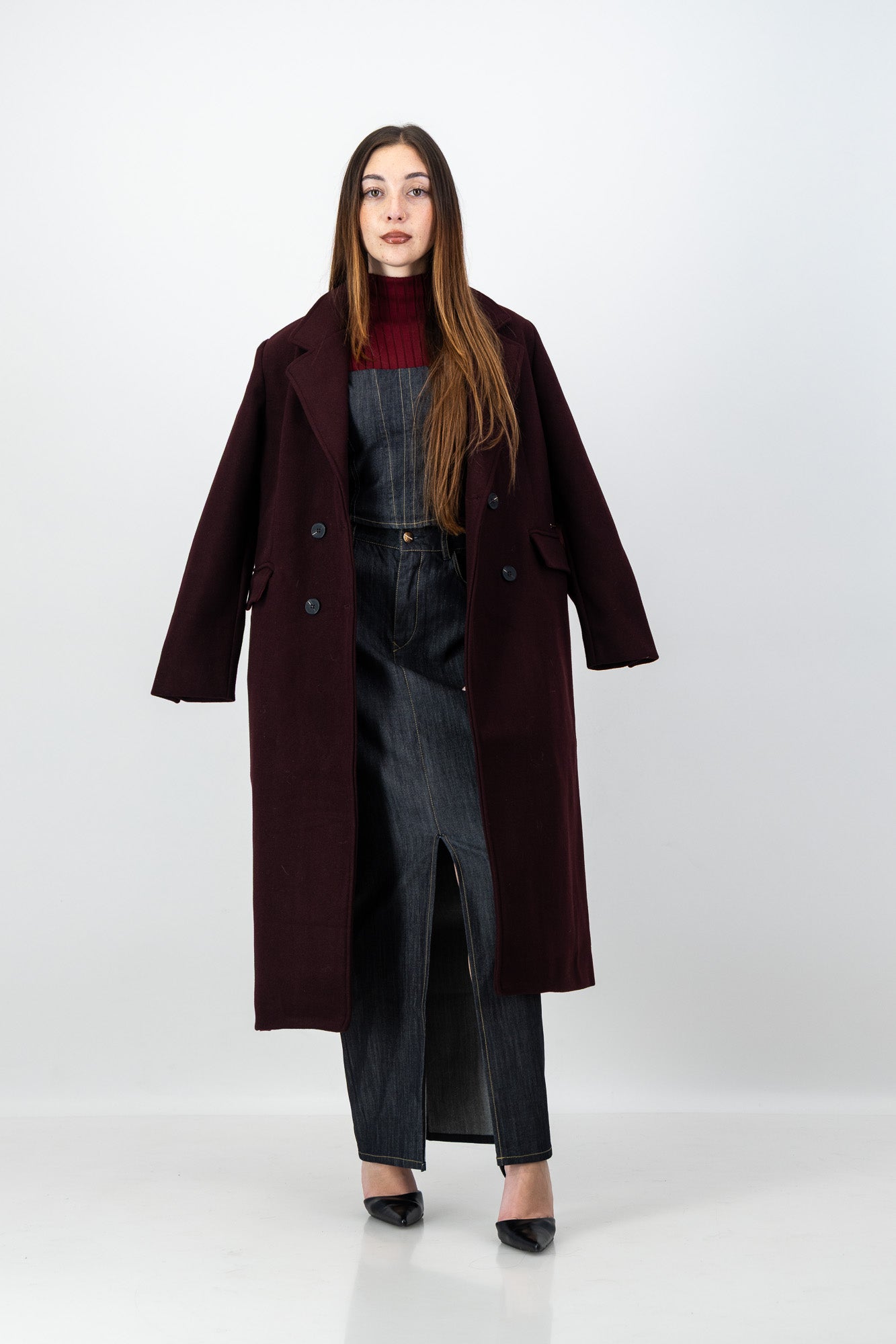 Rae Coat in Wine