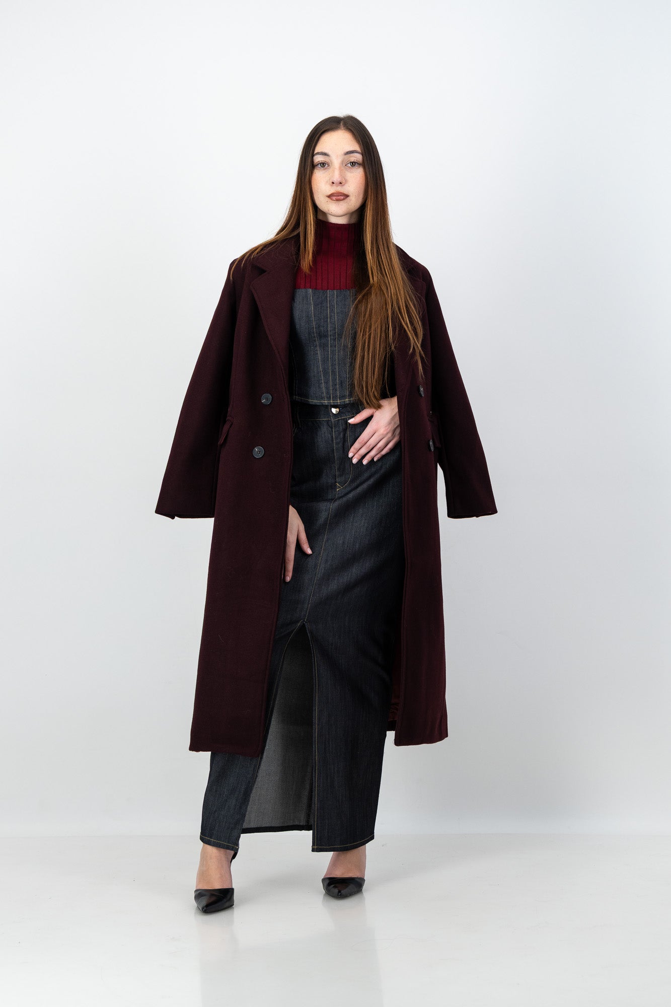 Rae Coat in Wine