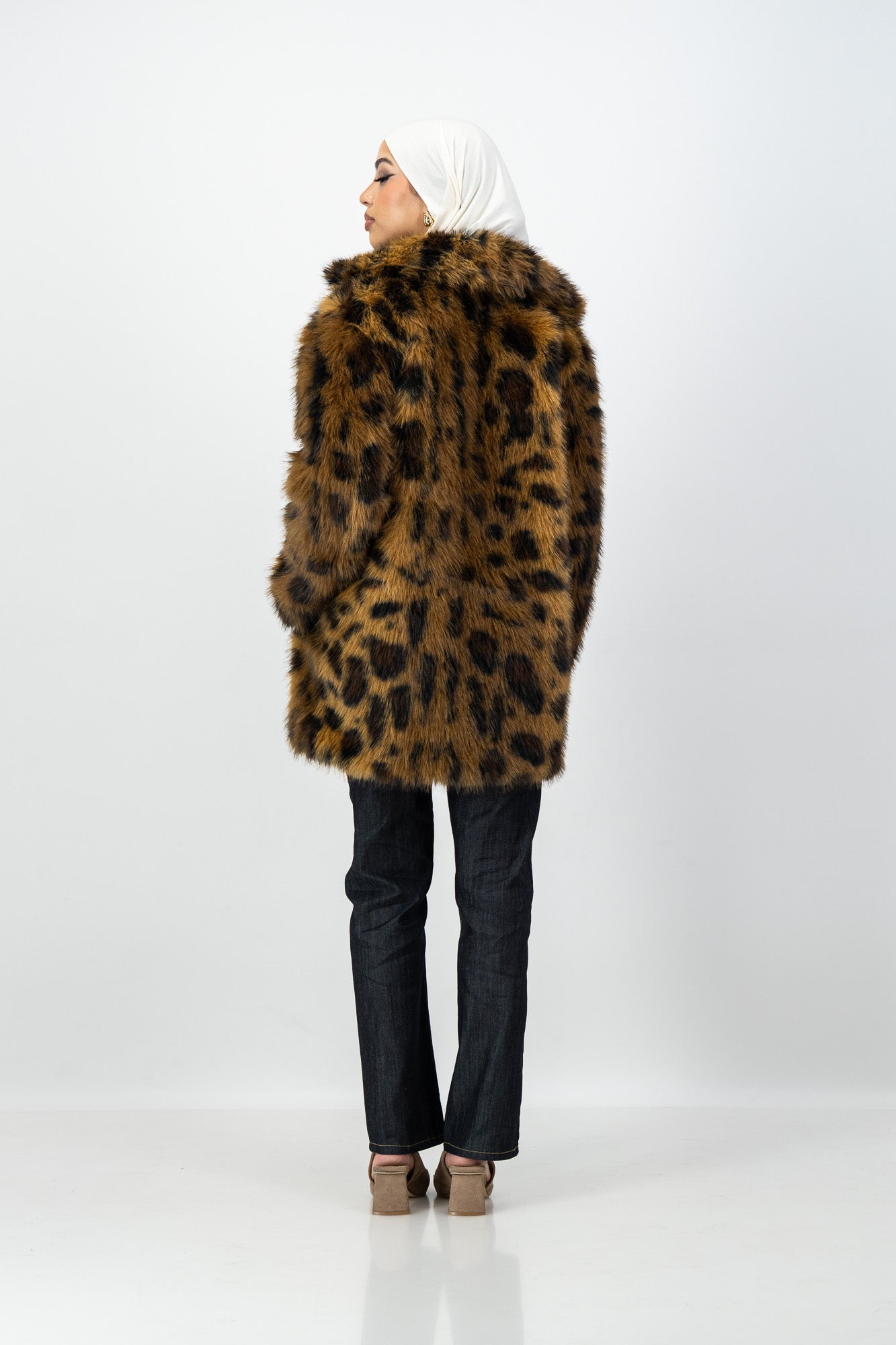 Nara Faux Fur Coat in Leopard