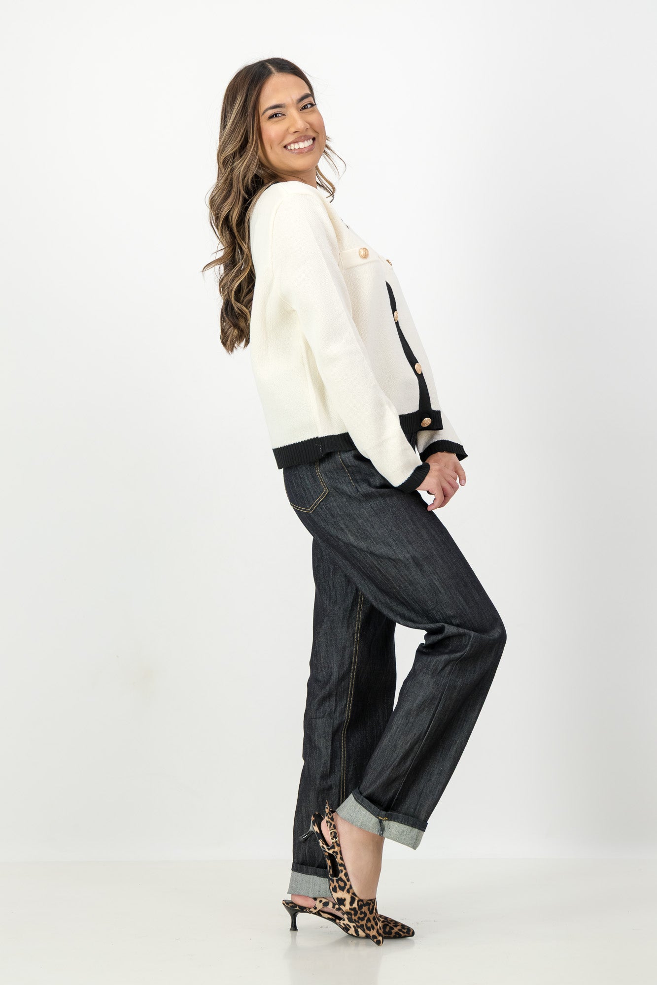 The Cleo Knit Cardigan in Off-White