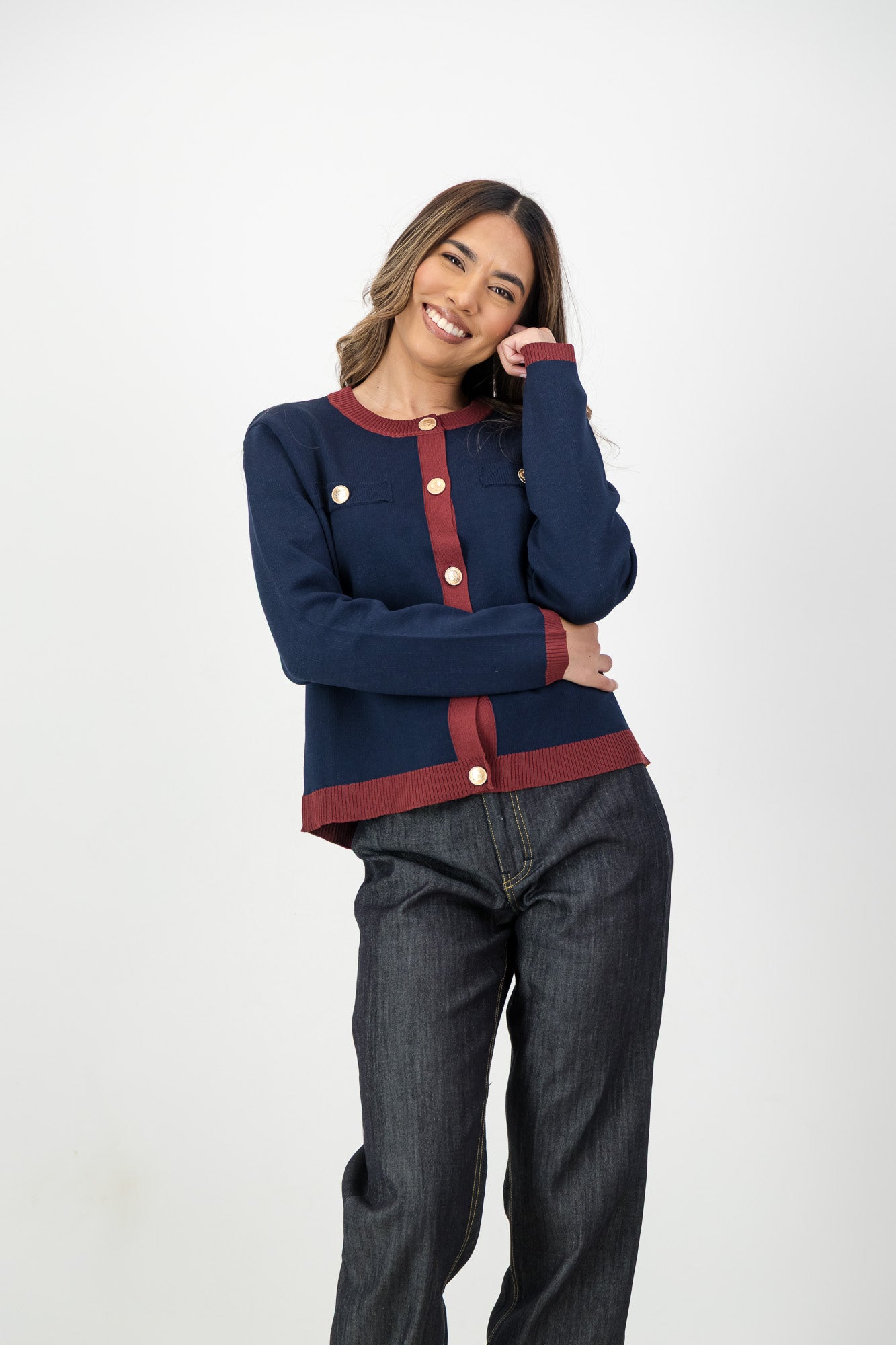 The Cleo Knit Cardigan in Navy