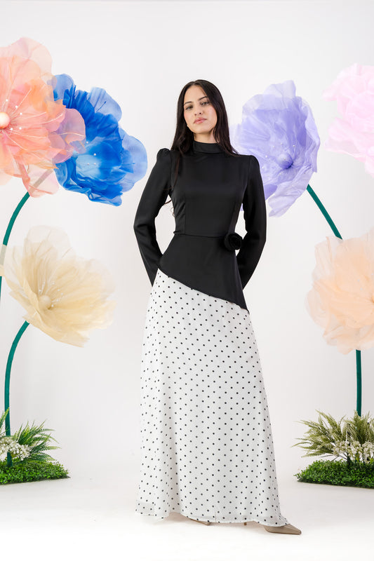 Elara Maxi Dress - Polka Dot Edition