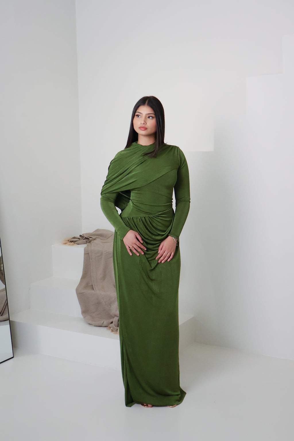 RAHA KNIT DRESS - MATCHA