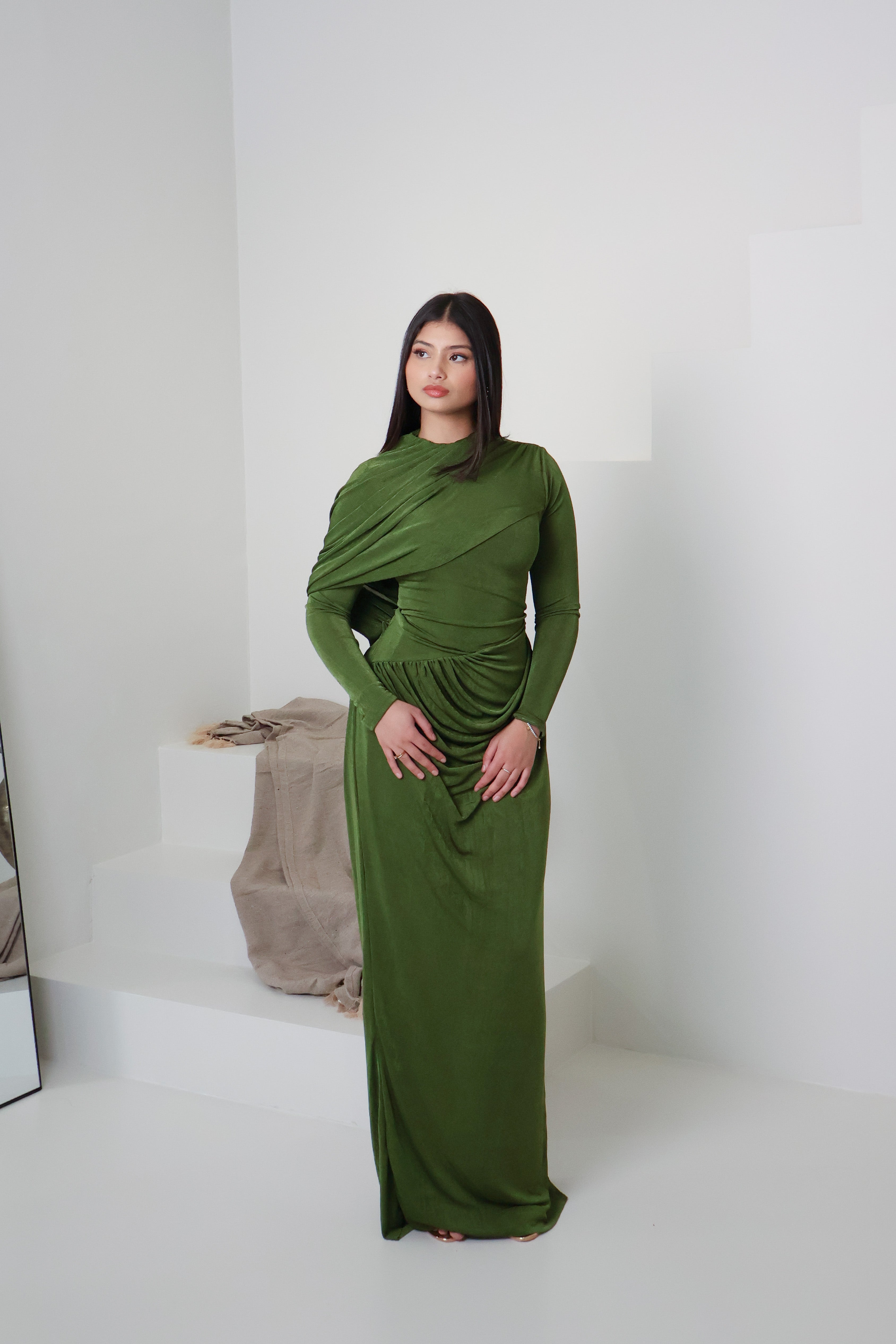 RAHA KNIT DRESS - MATCHA