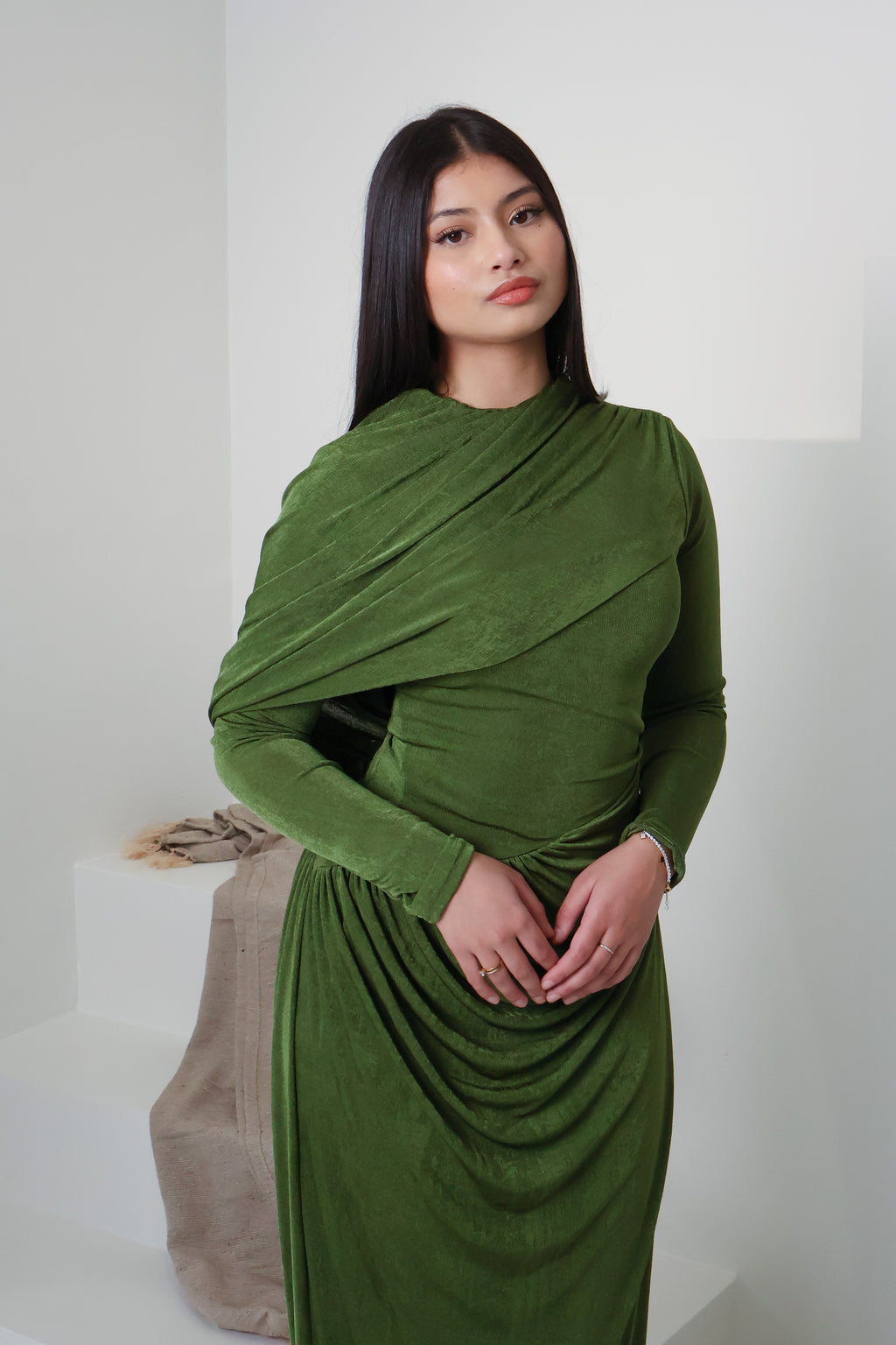 RAHA KNIT DRESS - MATCHA