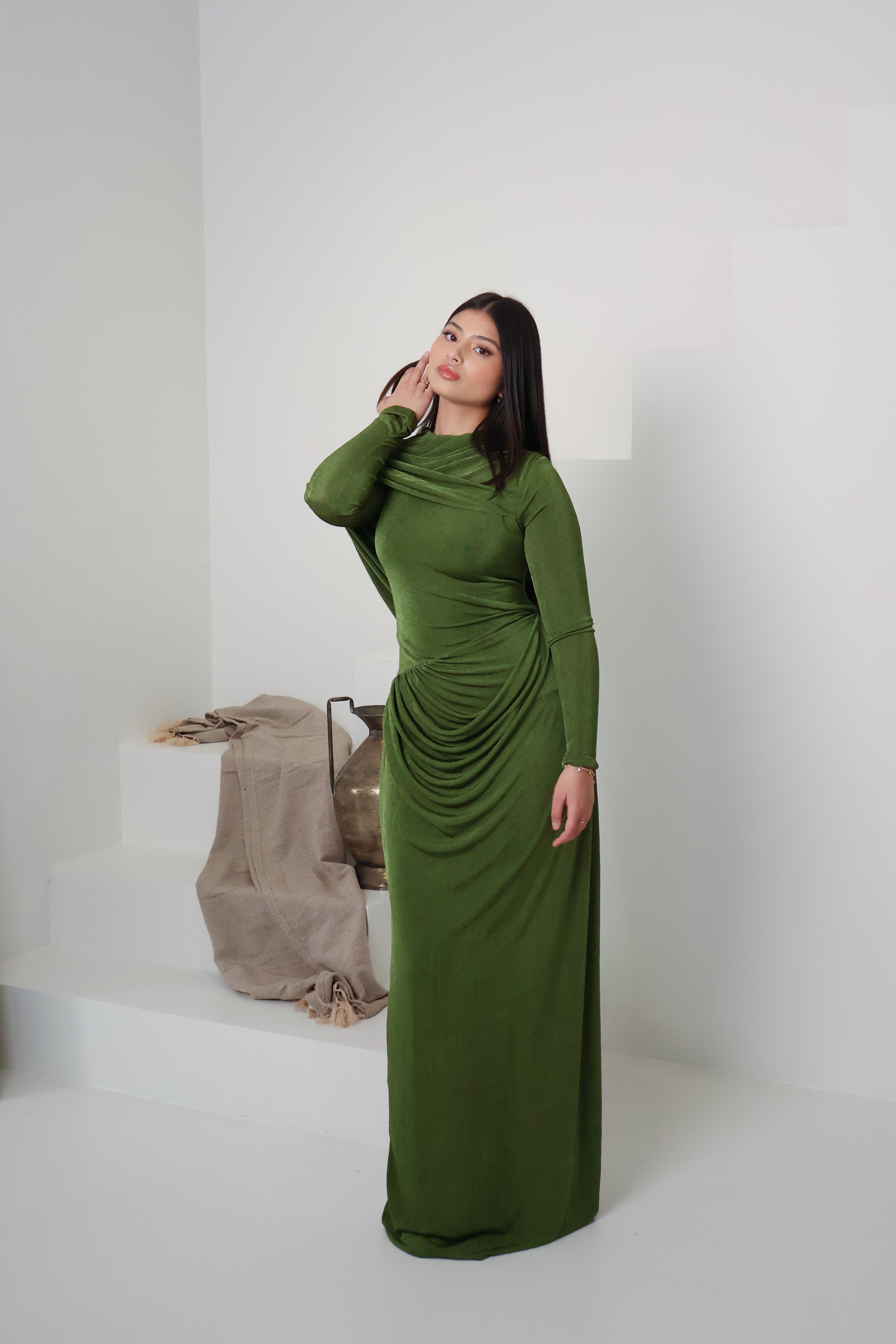 RAHA KNIT DRESS - MATCHA