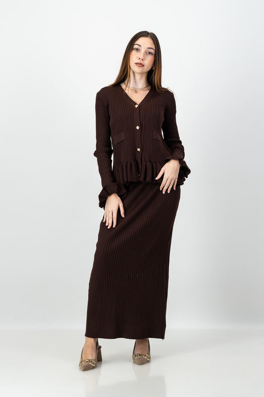 Yura Knit Set in Brown