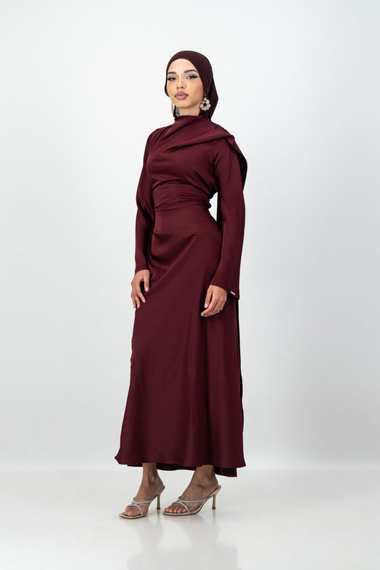 THE NUHA MAXI DRESS in Burgundy