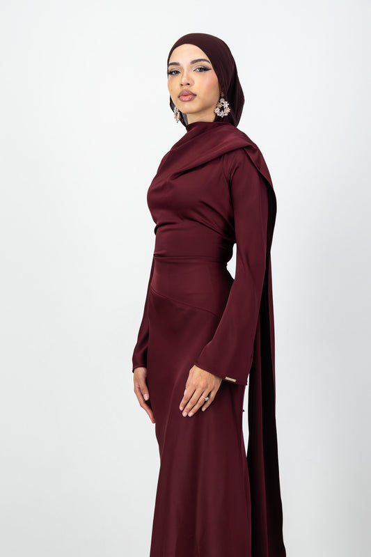 THE NUHA MAXI DRESS in Burgundy