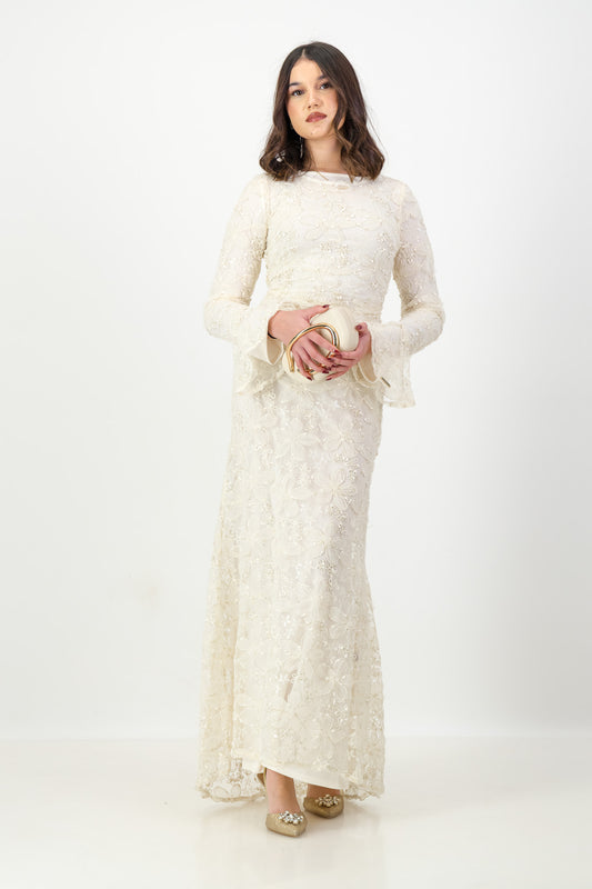 The Lujain Dress in Vanilla