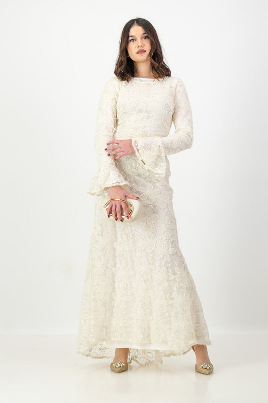 The Lujain Dress in Vanilla