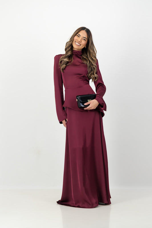 The SOFIA Dress in Burgundy