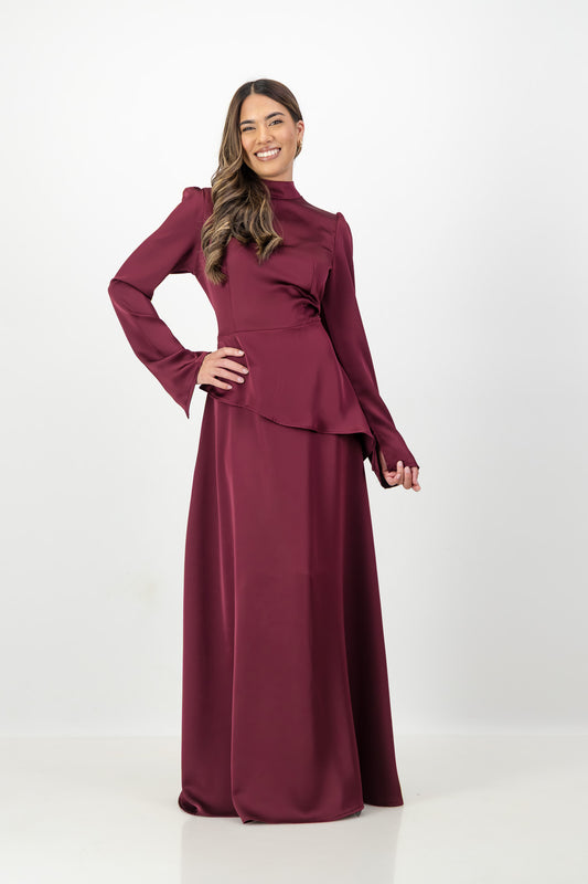 The SOFIA Dress in Burgundy