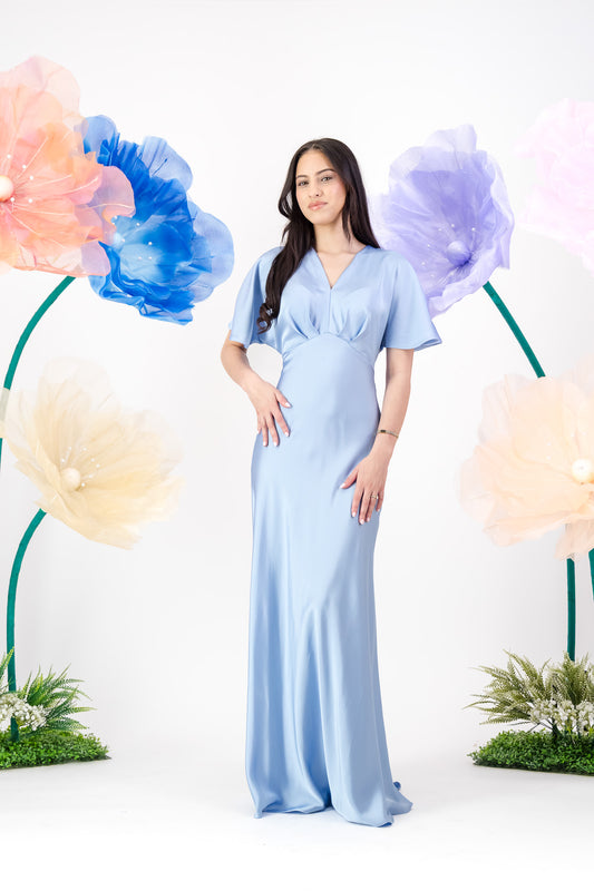 Qailah Satin Maxi - Powder Blue