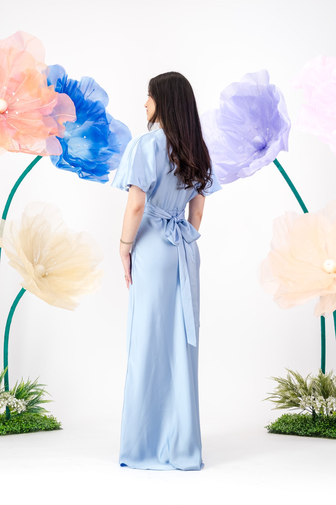 Qailah Satin Maxi - Powder Blue