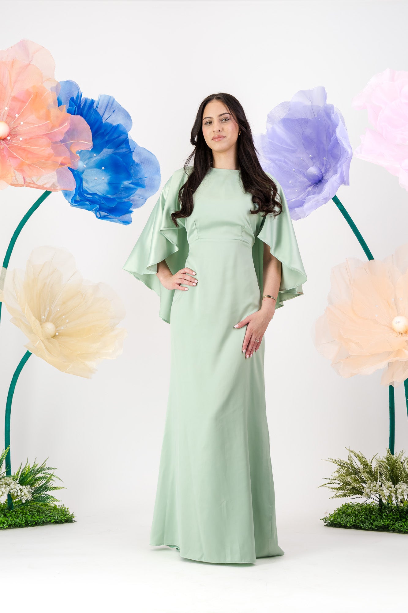 Roya Cape Gown - Spearmint