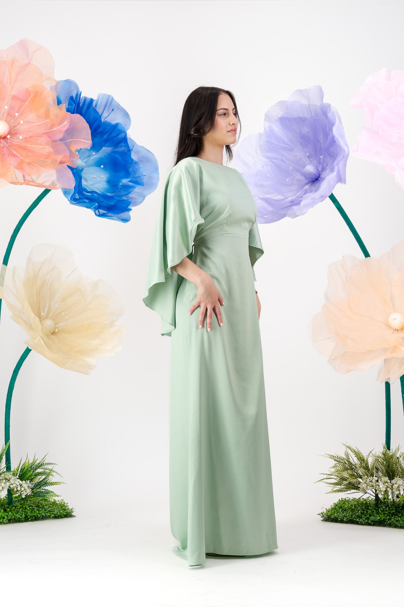 Roya Cape Gown - Spearmint