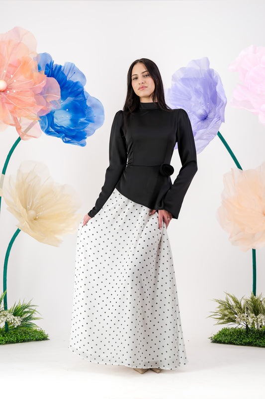 Elara Maxi Dress - Polka Dot Edition