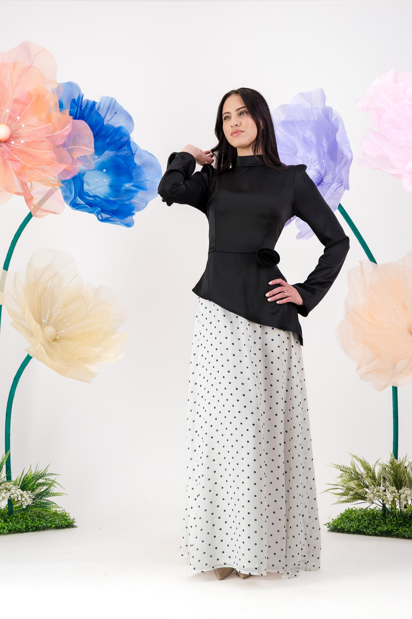 Elara Maxi Dress - Polka Dot Edition