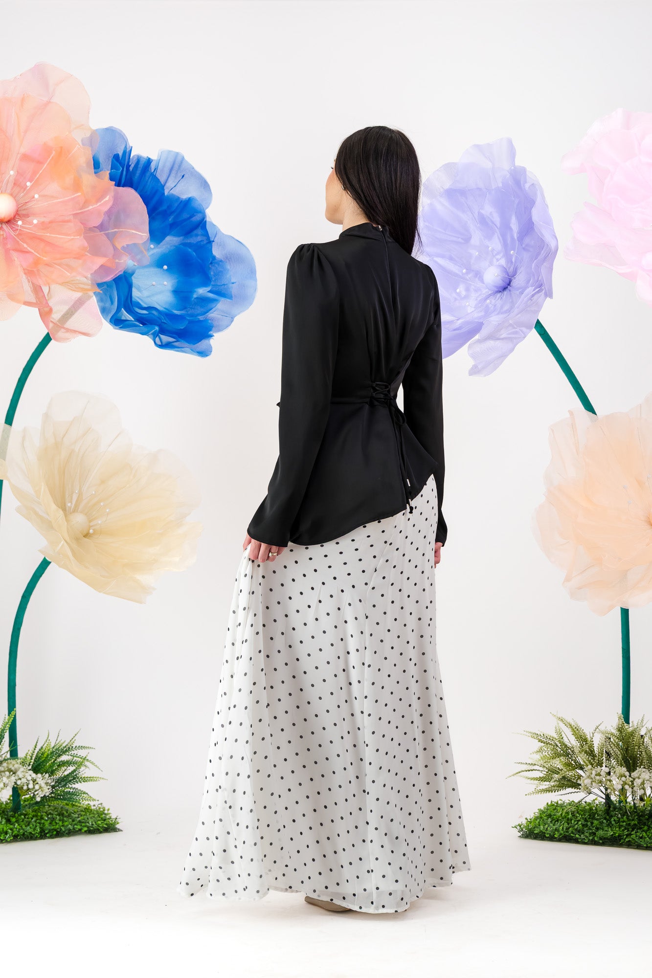 Elara Maxi Dress - Polka Dot Edition