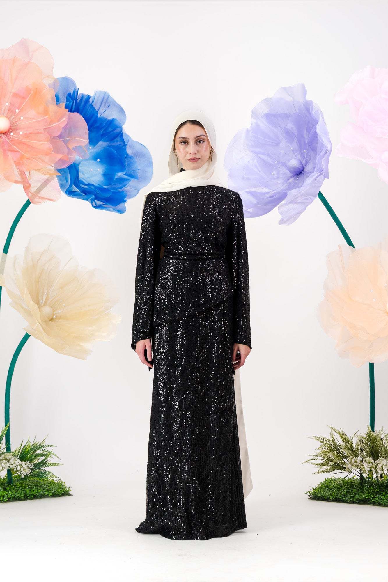 Afraa Sequin Set - Black Noir