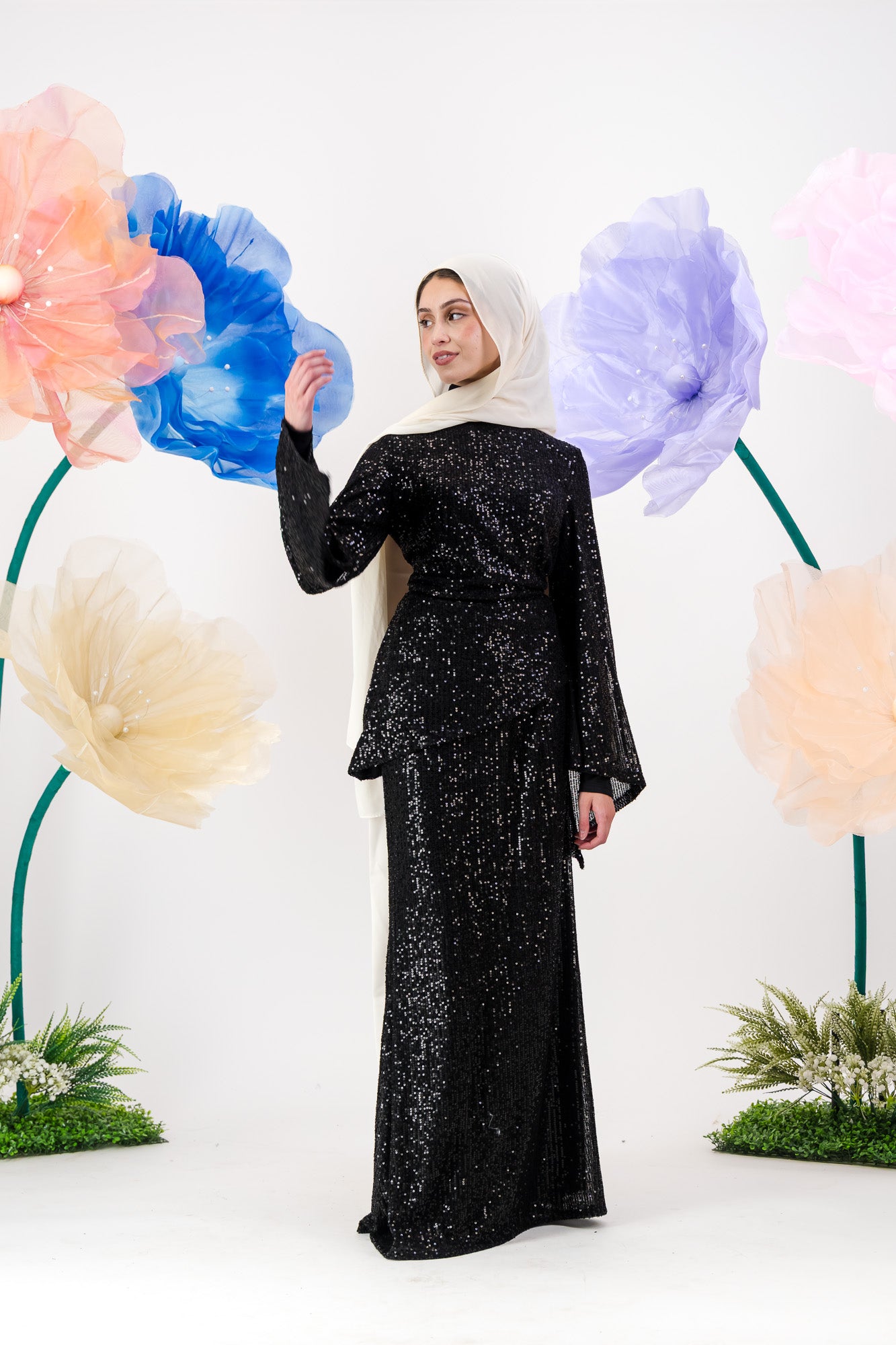 Afraa Sequin Set - Black Noir