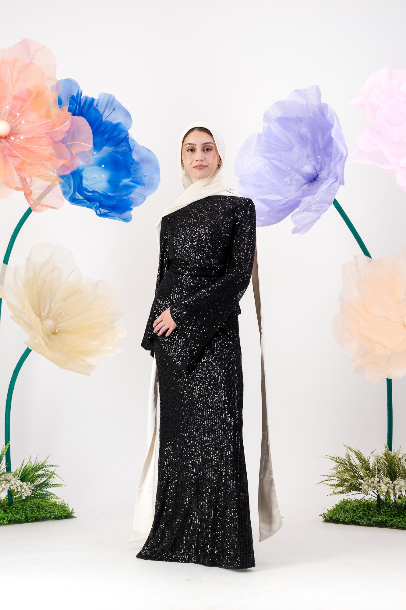 Afraa Sequin Set - Black Noir