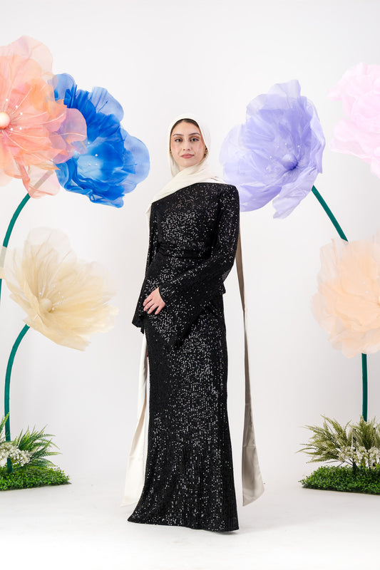 Afraa Sequin Set - Black Noir