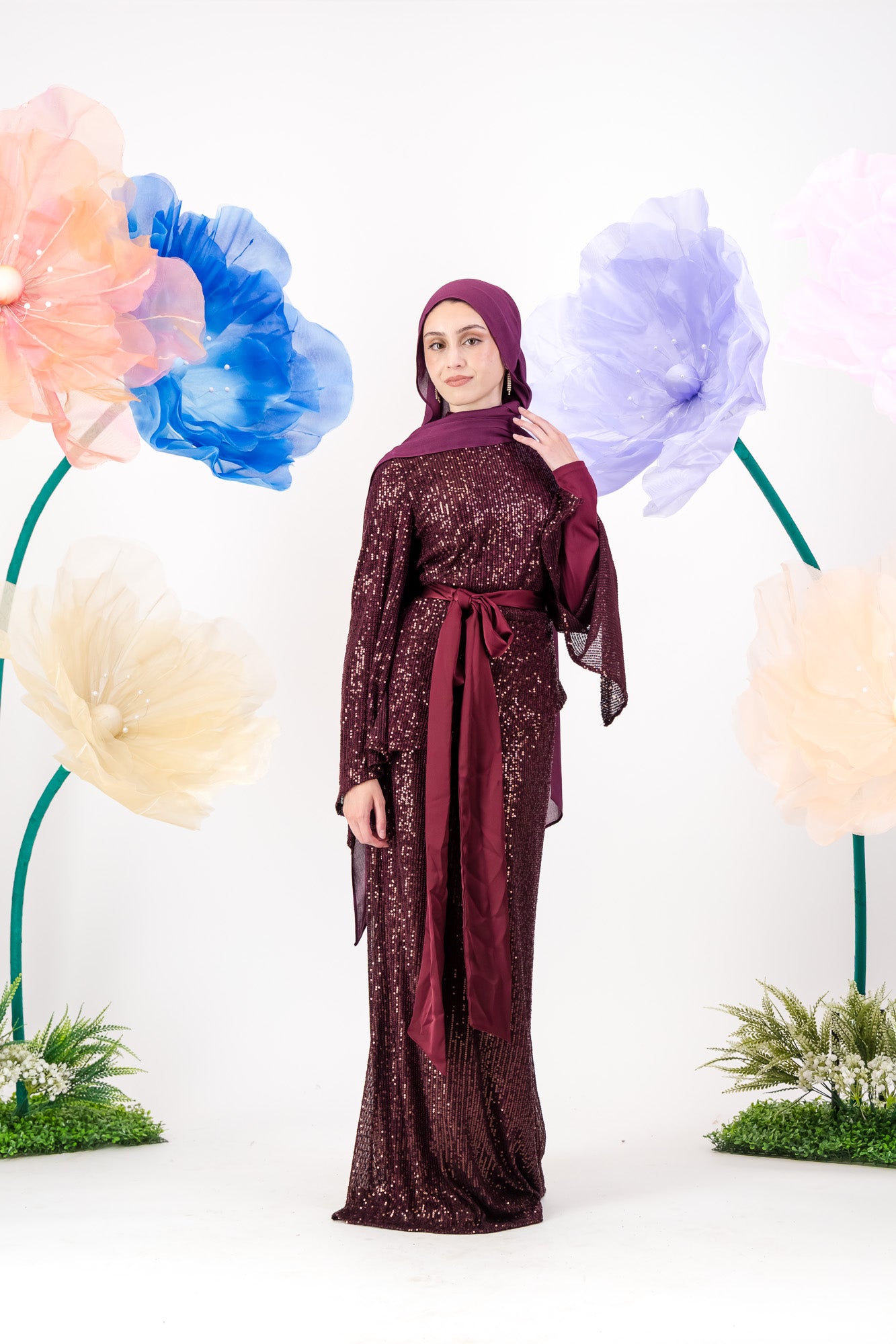 Afraa Sequin Set - Plum