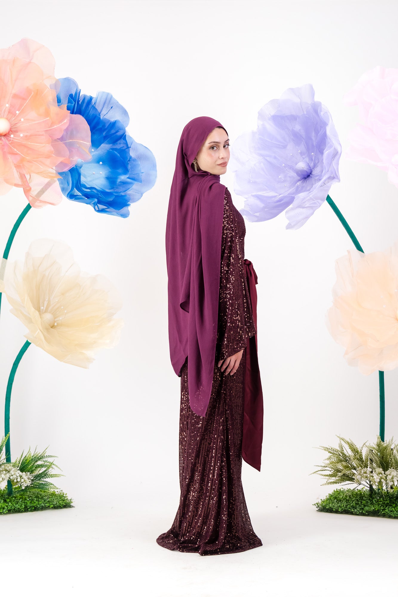Afraa Sequin Set - Plum