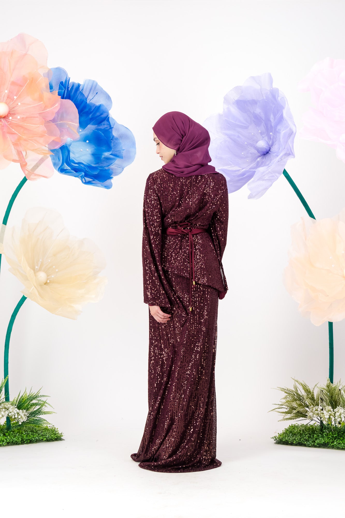 Afraa Sequin Set - Plum