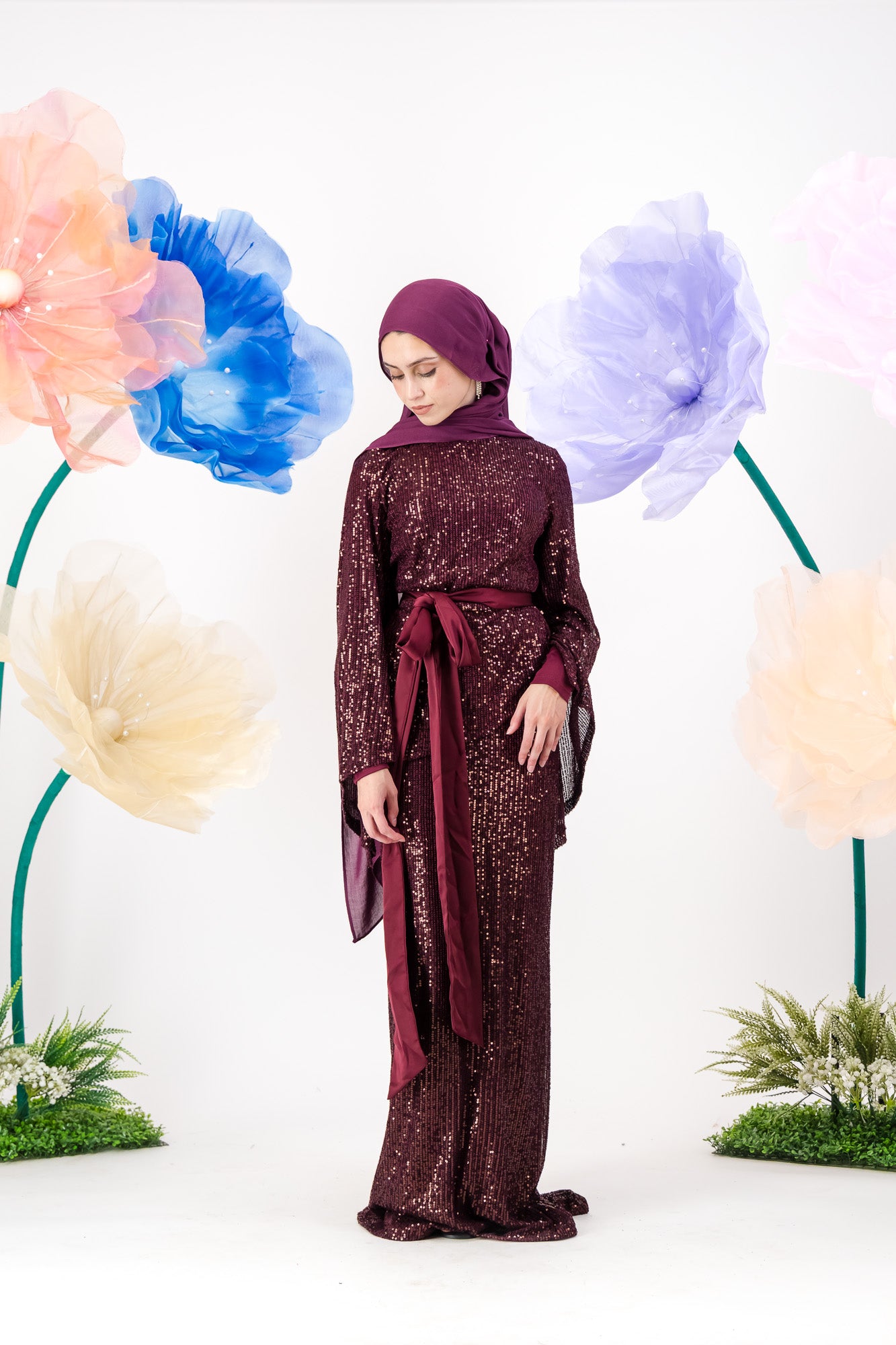 Afraa Sequin Set - Plum