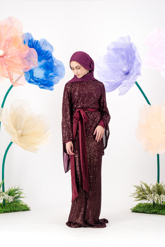 Afraa Sequin Set - Plum