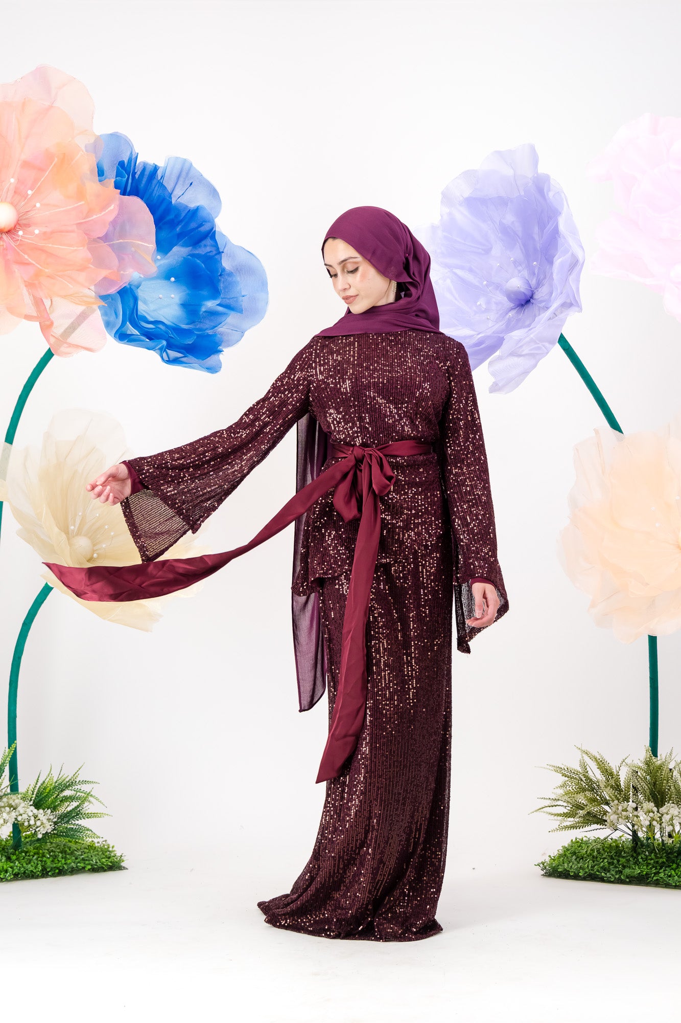 Afraa Sequin Set - Plum