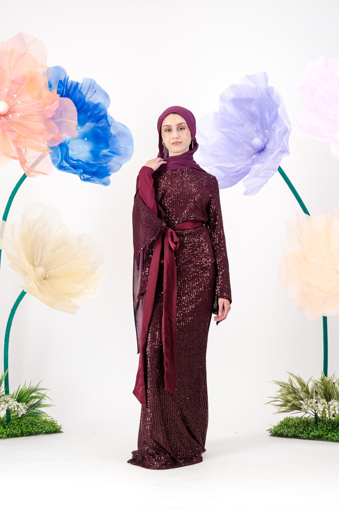 Afraa Sequin Set - Plum